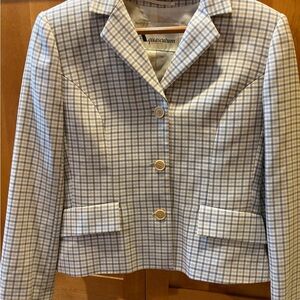 Vintage Aquascutum London 100% Wool Checkered Blazer Size 10/42